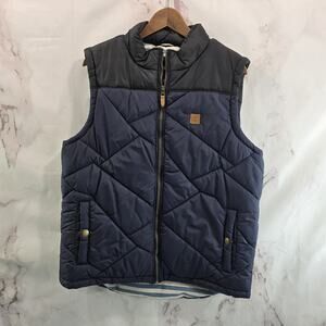 Roark Vest Mens Large Black Blue Full Zip Puffer Quilted Two Tone Synthetic